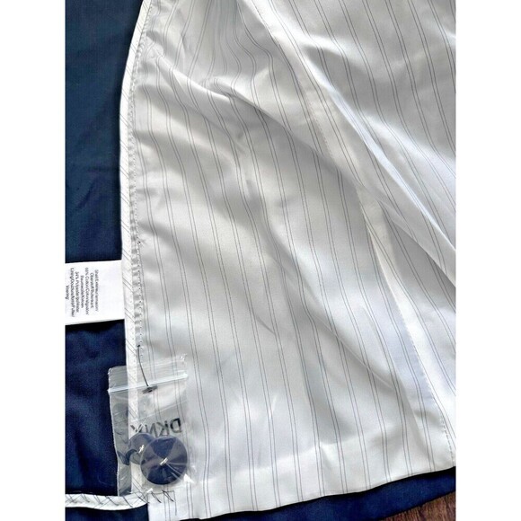 DKNY Women's Petite One-Button Blazer Cotton Zip-Pockets Formal Jacket Navy 14P - Picture 12 of 13